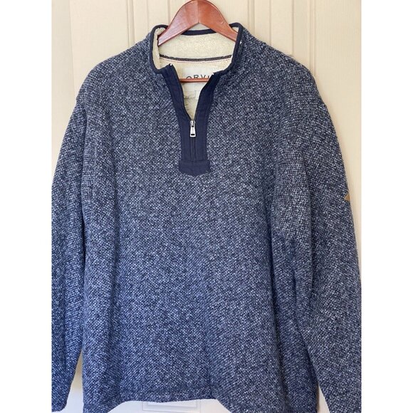 Orvis Blue Knit Pullover 1/4 Zip Sweater Sherpa Lined Gorpcore Cozy - Picture 3 of 10